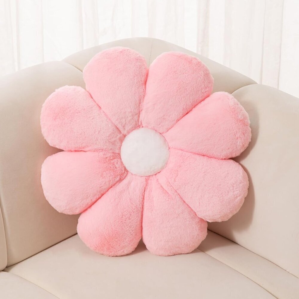 🆕17.7In Cute Flower Shaped  Plush Pillow Throw Floor for Room Decor